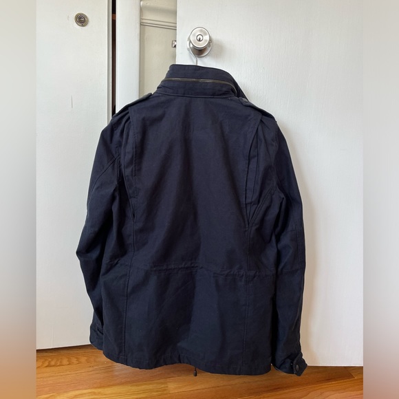 Rag & Bone 100% cotton Utility Jacket with Retractable Hood Navy Blue Size small - Picture 2 of 6